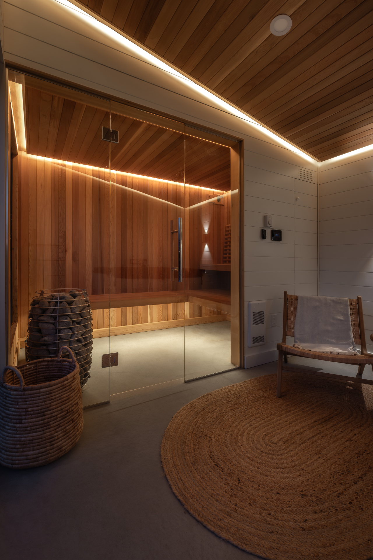 Cedar sauna interior