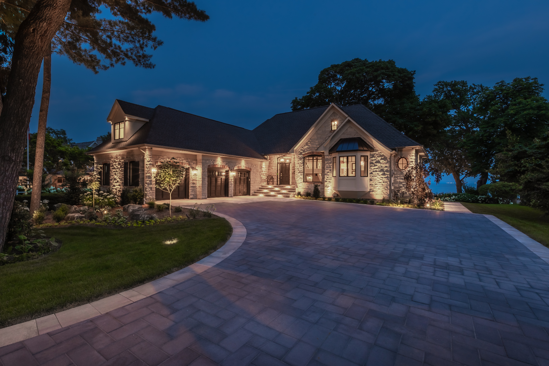 Herringbone paver driveway