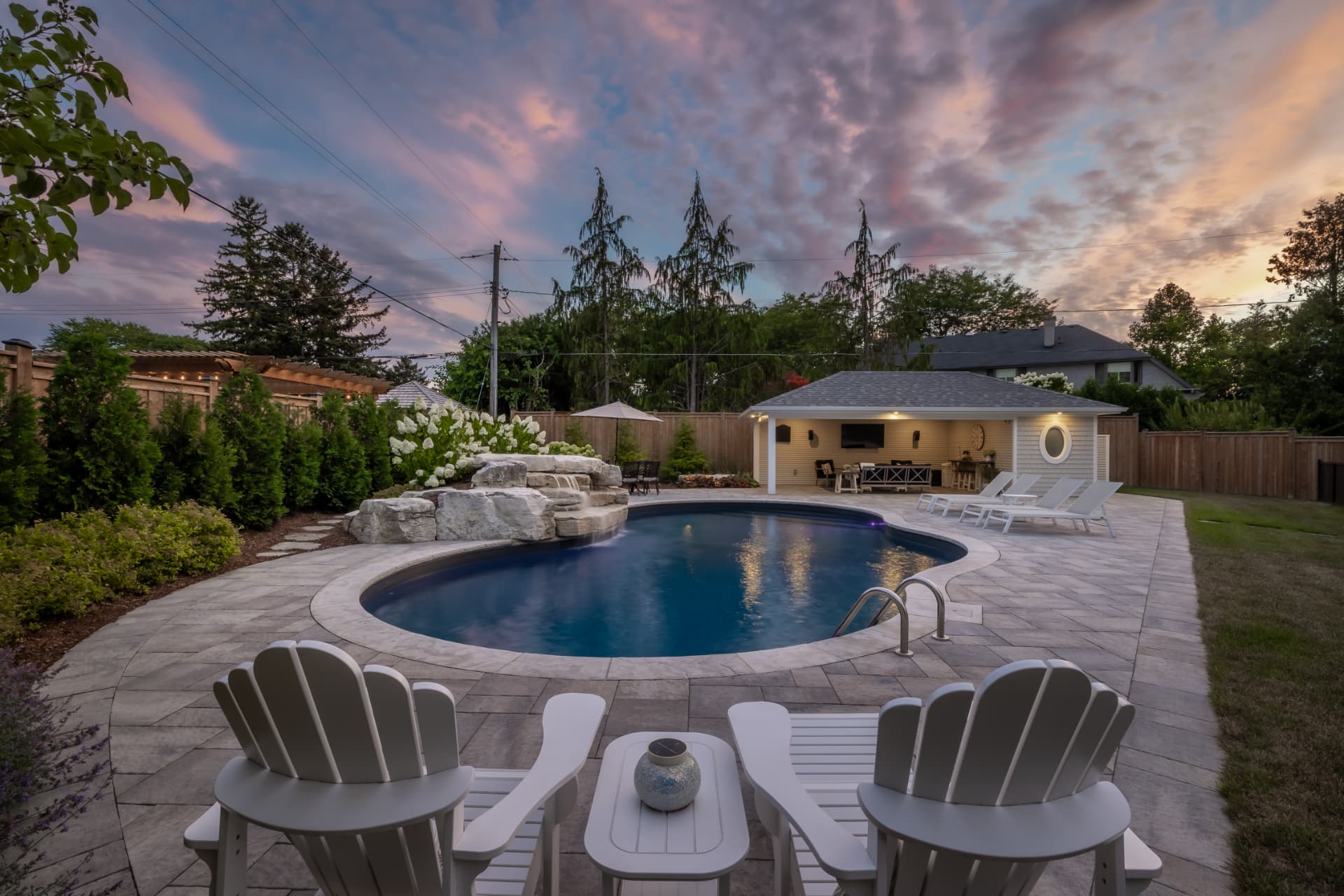 Paver pool deck and cabana