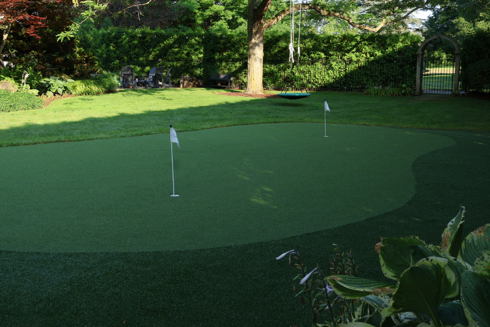 Backyard putting green with fringe collar