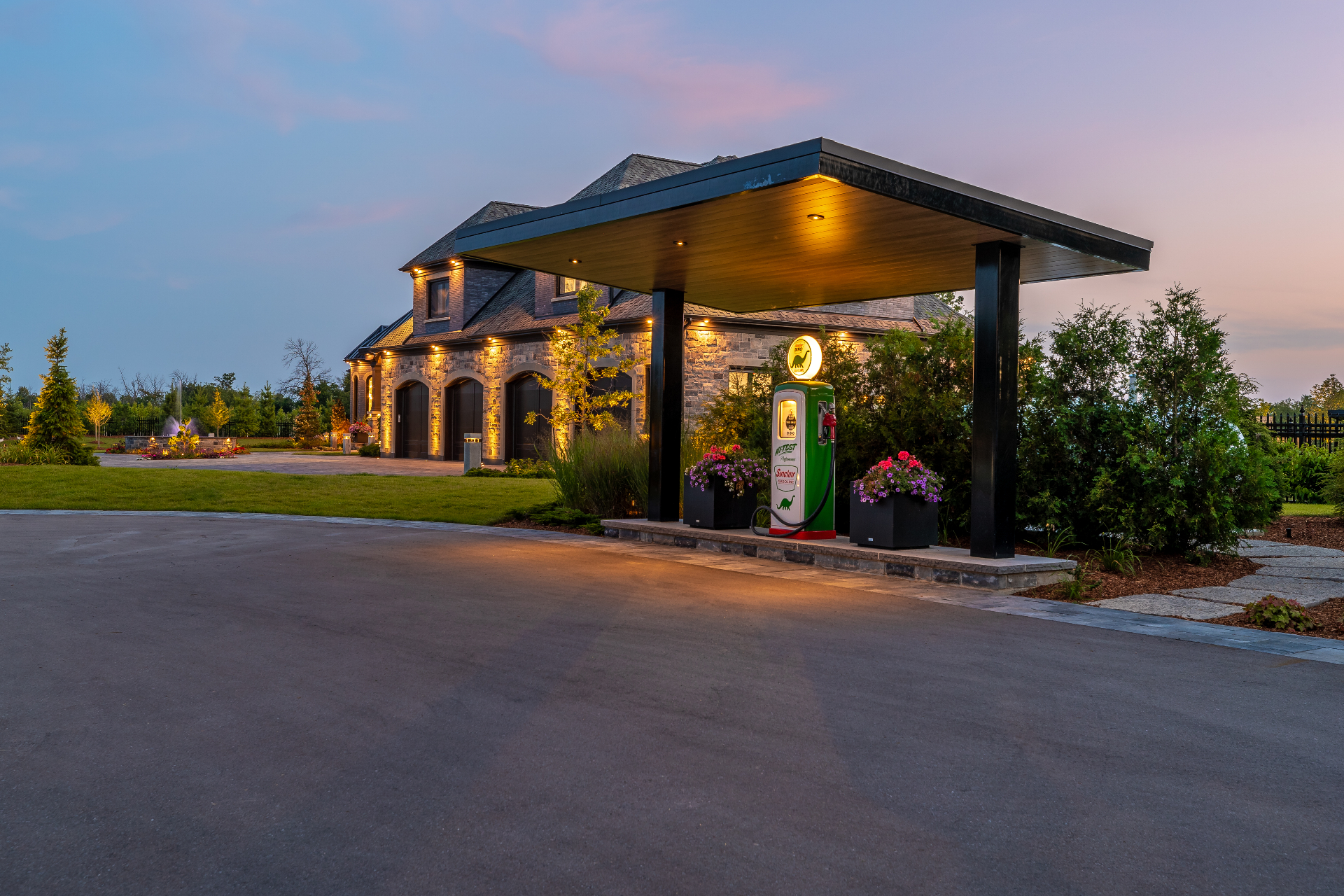 The Grand Haven — Illuminated vintage fuel pavilion