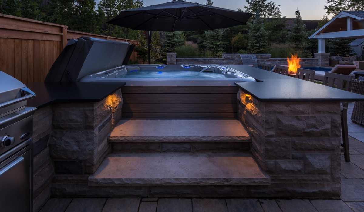 Spa in backyard